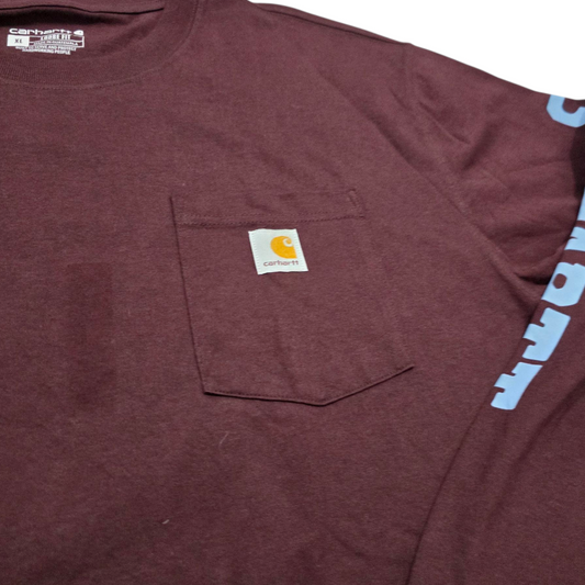 Playera Manga Larga Carhartt Loose Fit Xgrande Xl Vino