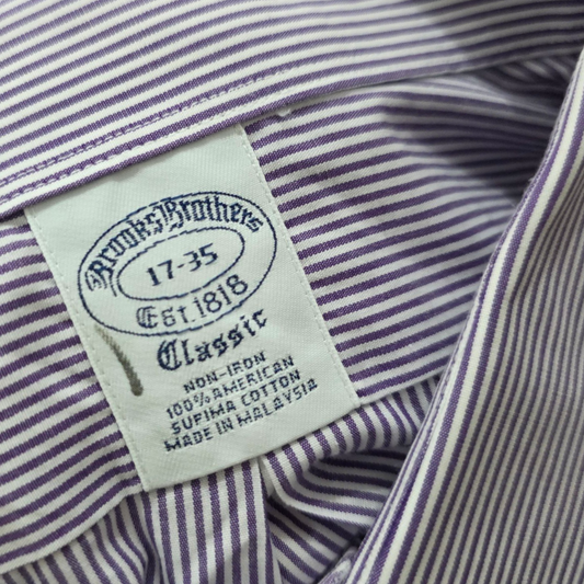 Camisa Brooks Brothers Classic Xgrande Xl Morado Lineas