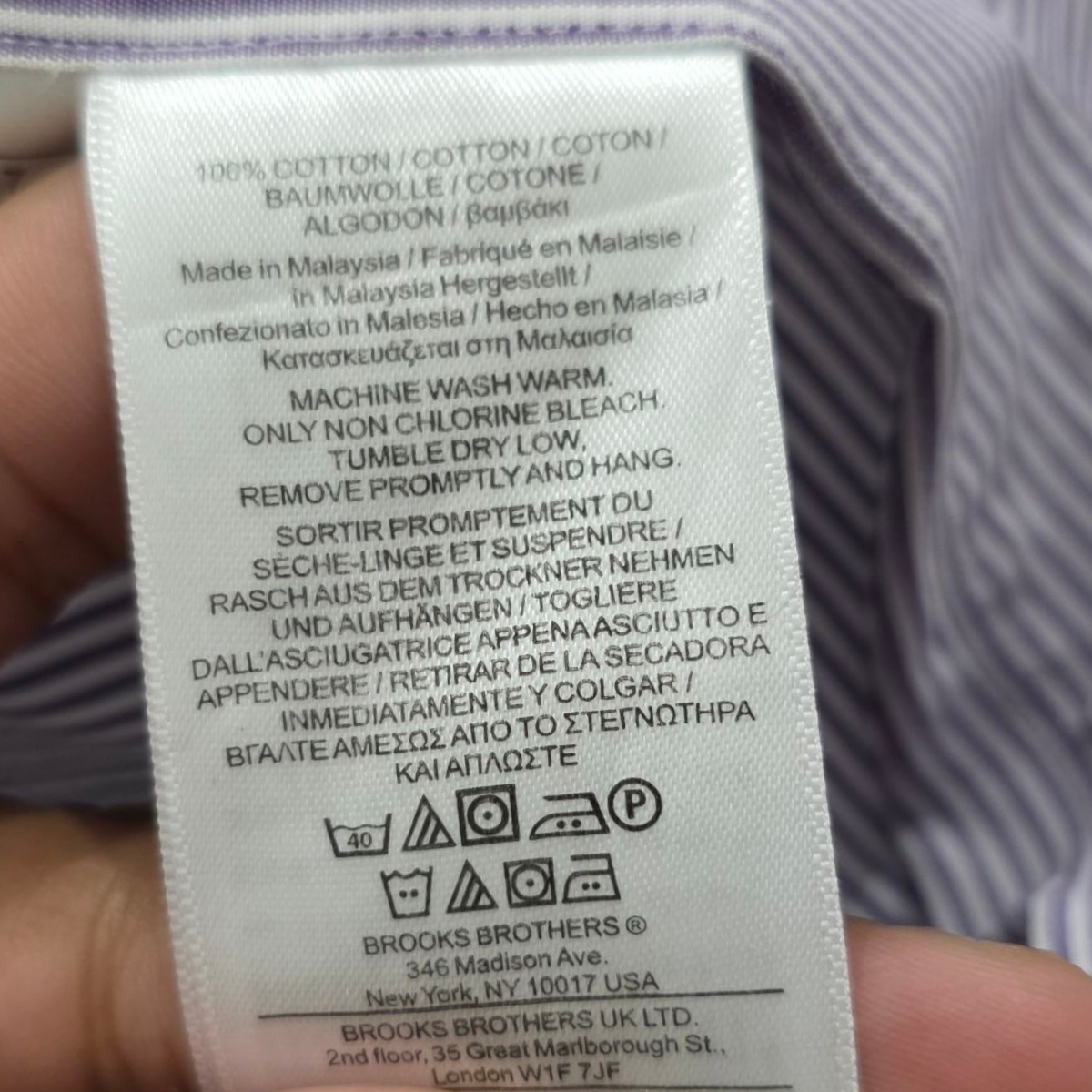Camisa Brooks Brothers Classic Xgrande Xl Morado Lineas