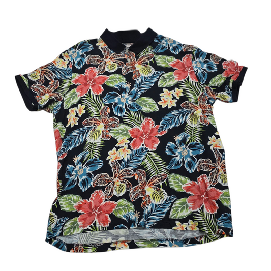Playera Polo Penguin Xgrande Xl Negro Con Flores