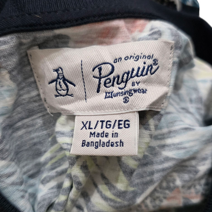 Playera Polo Penguin Xgrande Xl Negro Con Flores