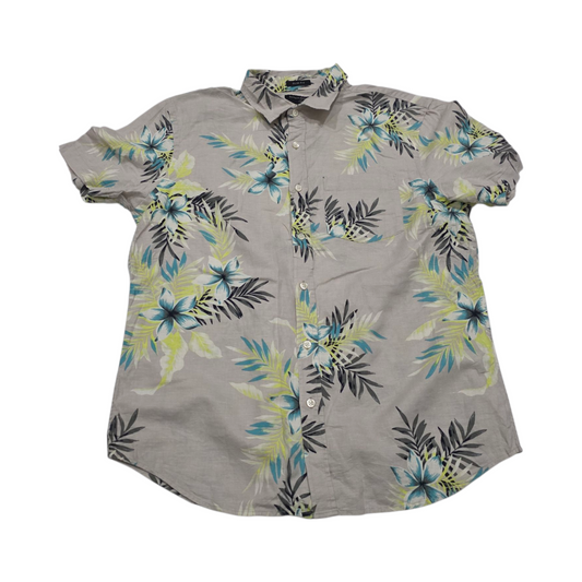 Camisa M/corta Banana Republic Slim Fit Grande L Cafe Flores
