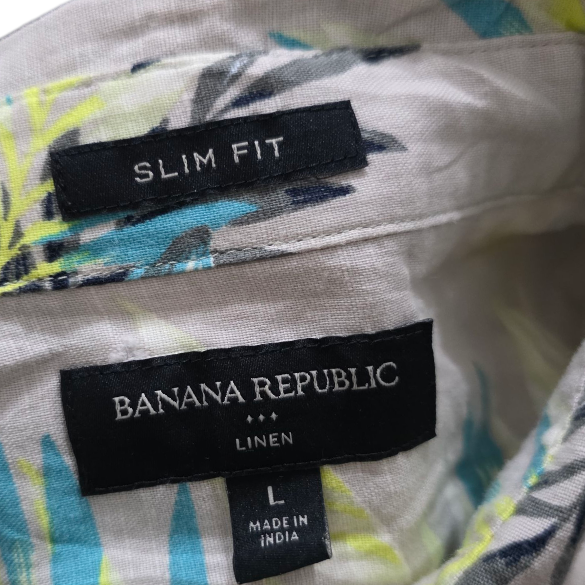 Camisa M/corta Banana Republic Slim Fit Grande L Cafe Flores