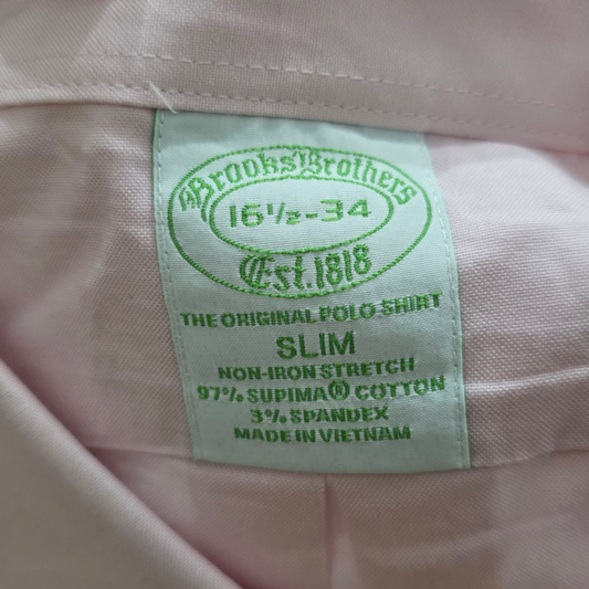 Camisa Brooks Brothers Grande L 16 1/2 Rosa Slimfit