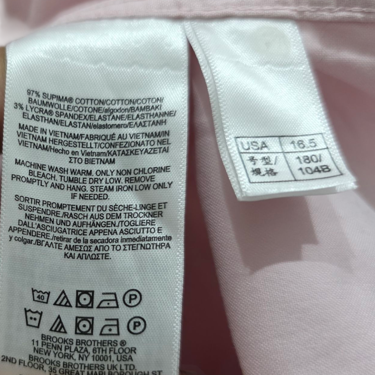 Camisa Brooks Brothers Grande L 16 1/2 Rosa Slimfit