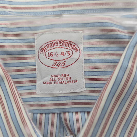 Camisa Brooks Brothers Grande L 16 1/2 Coral Y Azul