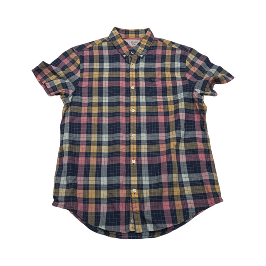 Camisa Penguin Grande L Cuadro Amarillo Azul Y Rosa