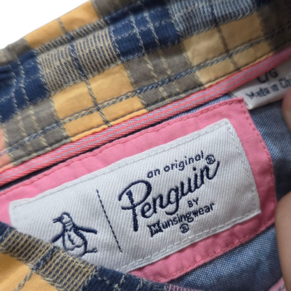Camisa Penguin Grande L Cuadro Amarillo Azul Y Rosa