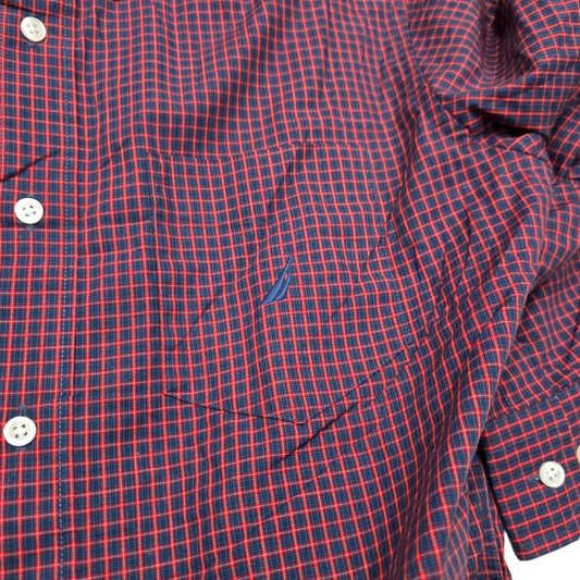 Camisa Nautica Classic Fit Mediana M Cuadro Azul Rojo