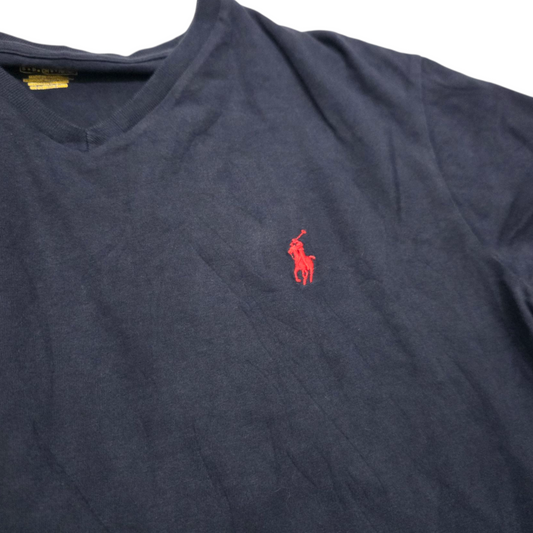 Playera Ralph Lauren Chico S Azul Marino Pony Rojo
