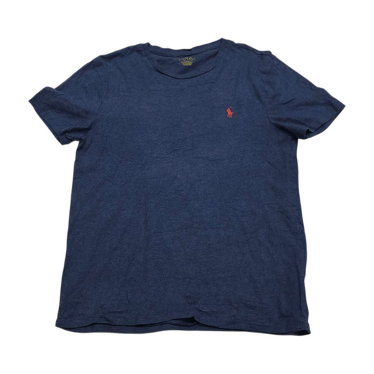 Playera Ralph Lauren Custom Slimfit Mediana Azul Pony Naranj