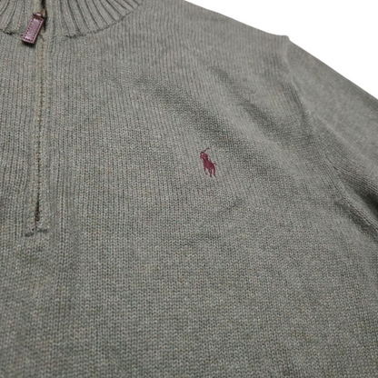 Sueter Medio Cierre Ralph Lauren Xgrande Xl Verde Pony Vino