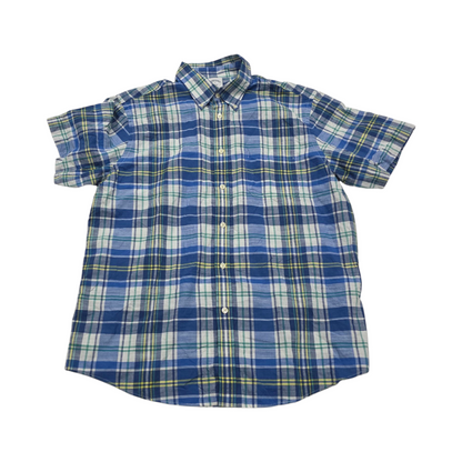 Camisa M/corta Brooks Brothers Grande L Cuadro Azul Y Blanco