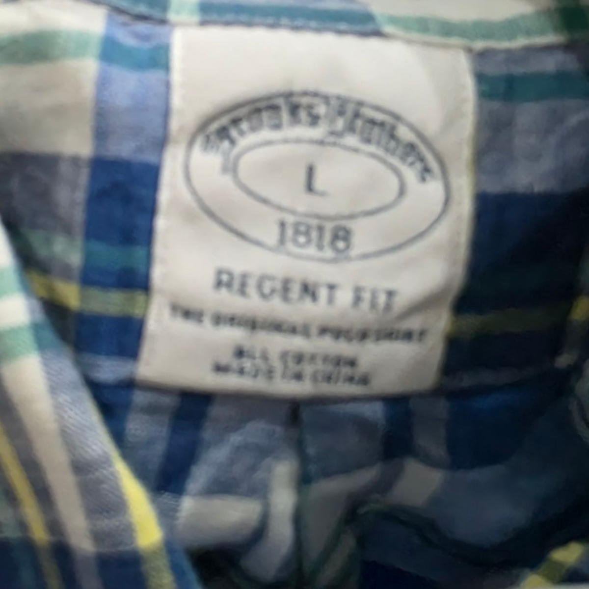 Camisa M/corta Brooks Brothers Grande L Cuadro Azul Y Blanco