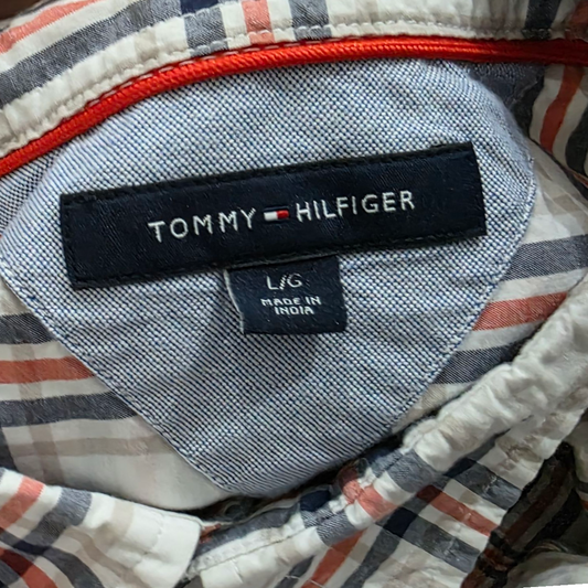 Camisa Tommy Hilfiger Grande L Cuadro Blanco Azul Rojo