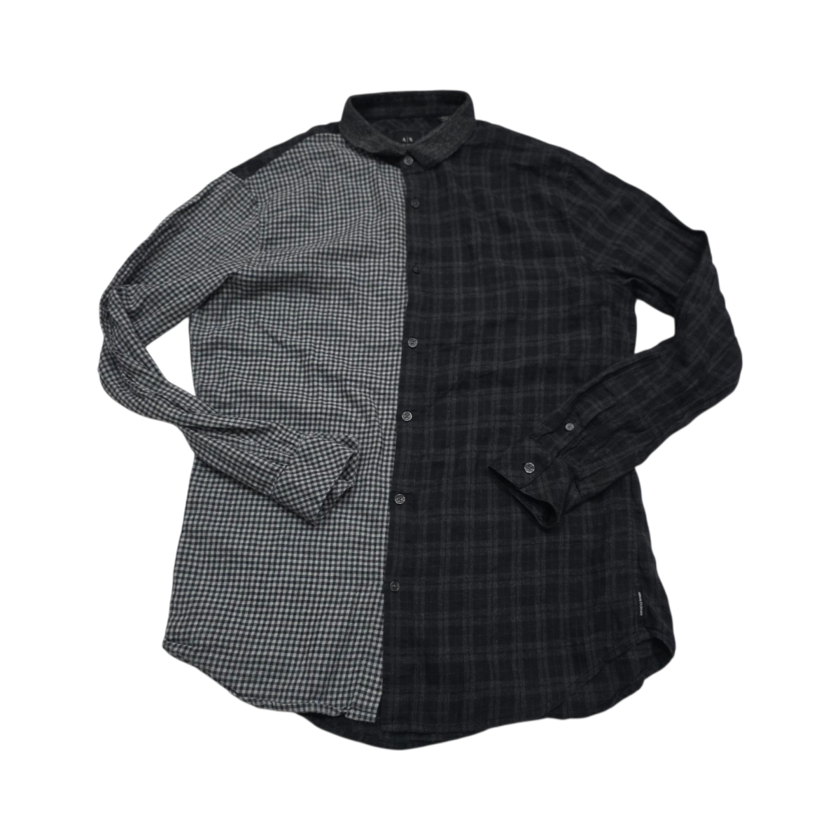 Camisa Armani Exchange Grande L Gris Con Negro