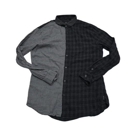 Camisa Armani Exchange Grande L Gris Con Negro