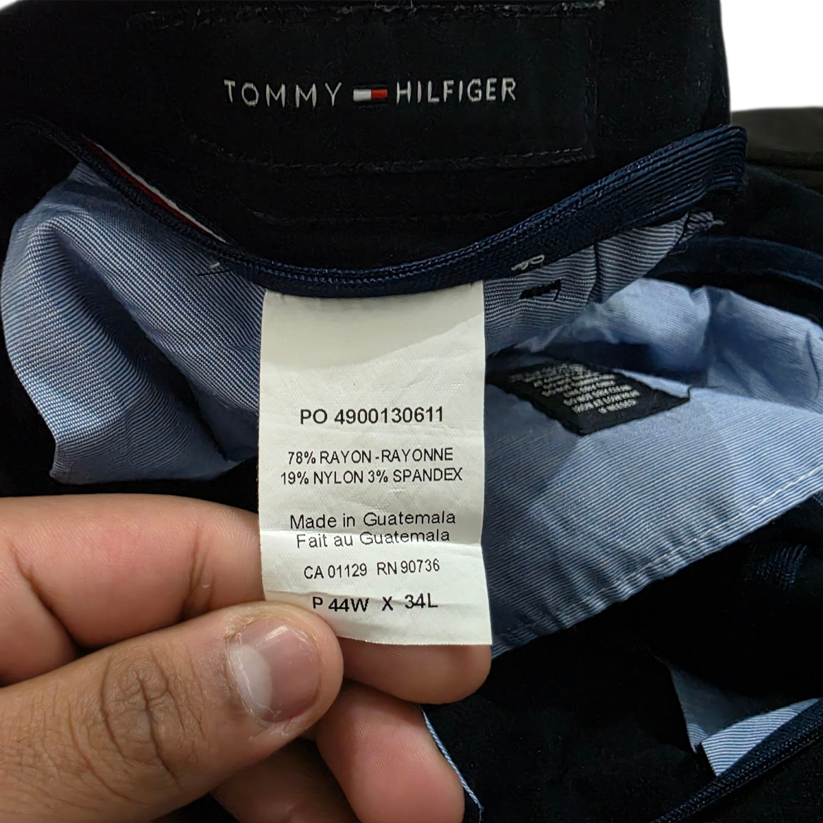 Pantalon Tommy Hilfiger 44x34 Negro Stretch