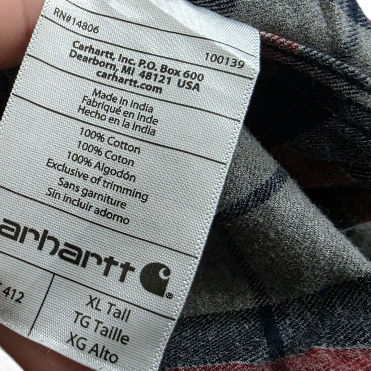 Camisa Carhartt Xgrande Xl Cuadro Gris