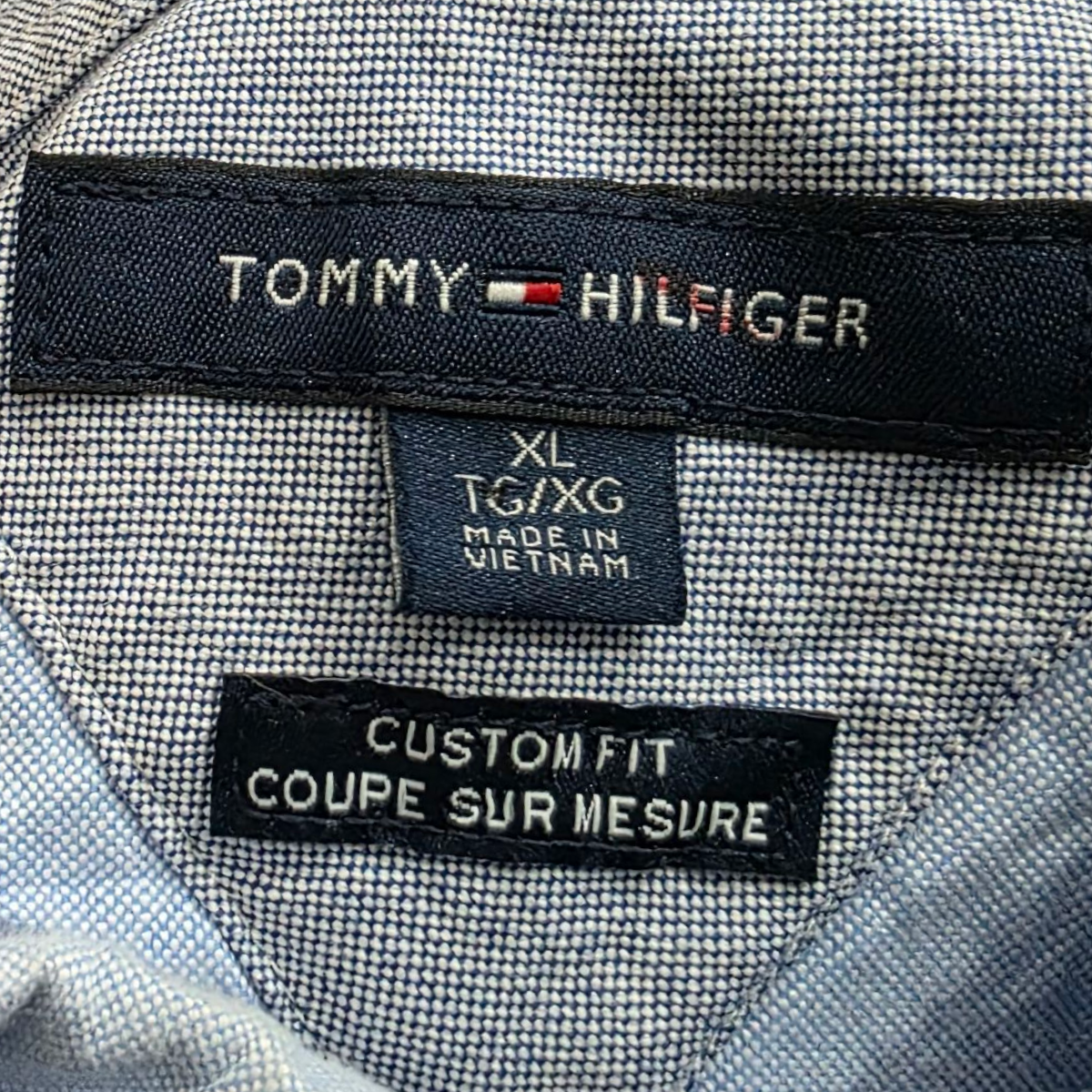 Camisa Custom Fit Tommy Hilfiger Xgrande Xl Azul