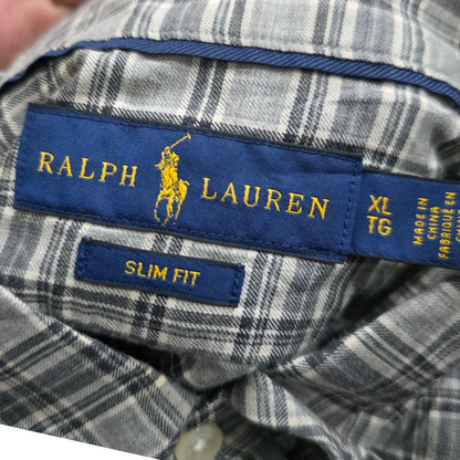Camisa Slim Fit Ralph Lauren Xgrande Xl Gris