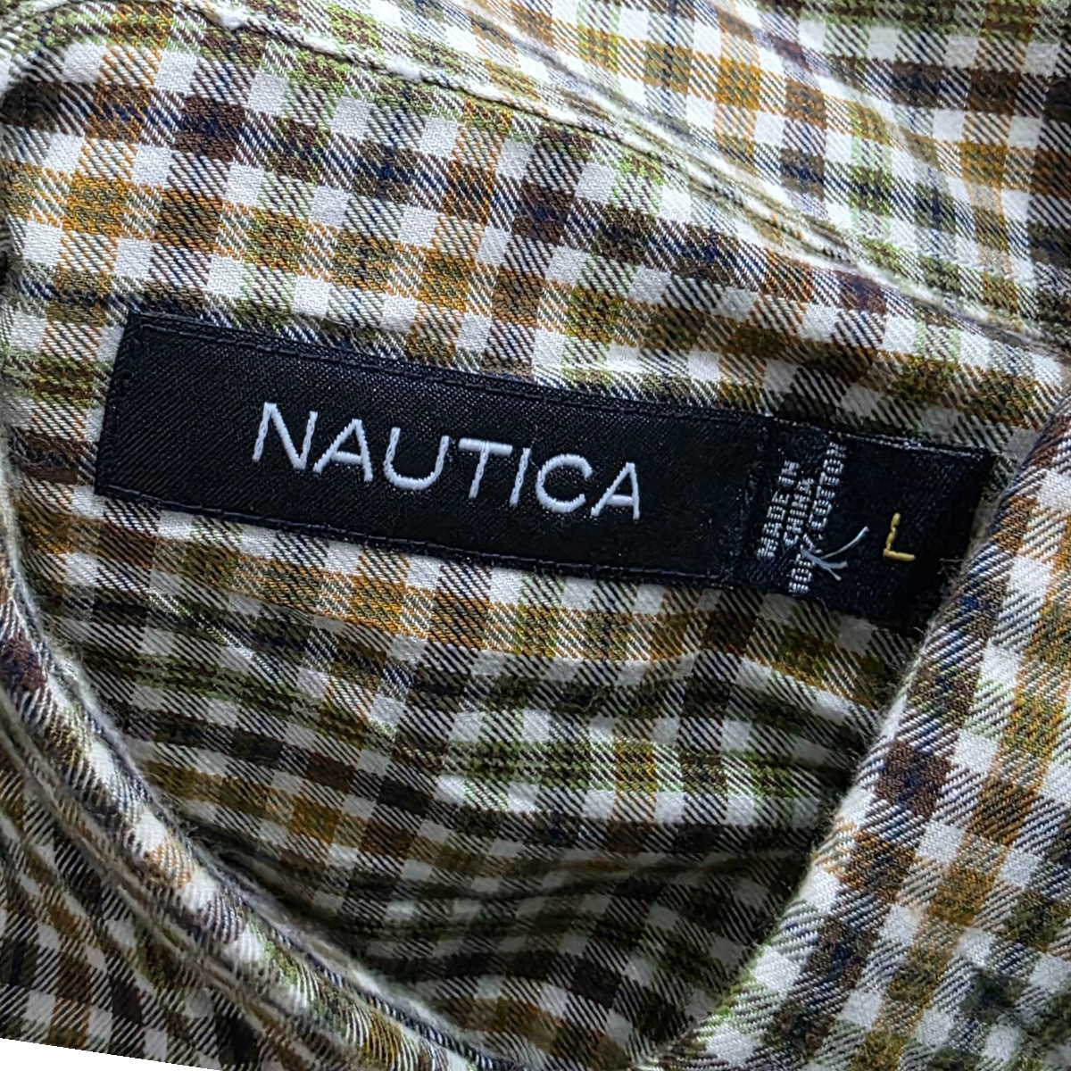 Camisa Nautica Grande L Cuadro Amarillo Verde