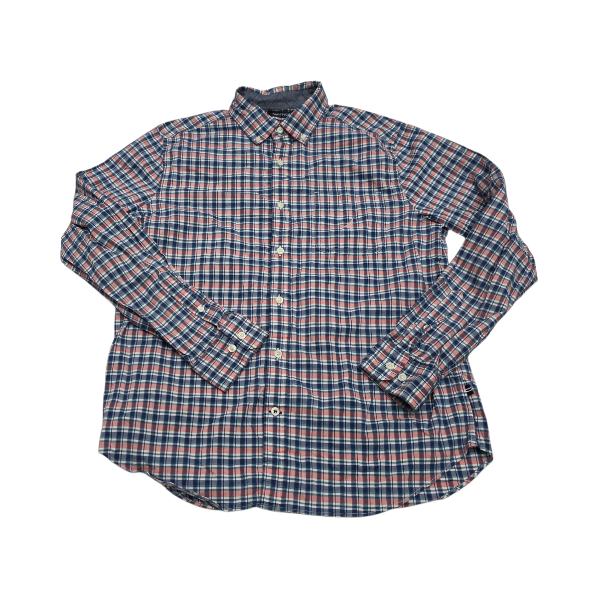 Camisa Nautica Mediana M Cuadro Azul Coral