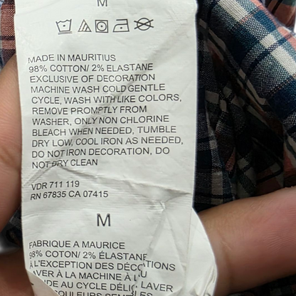 Camisa Nautica Mediana M Cuadro Azul Coral