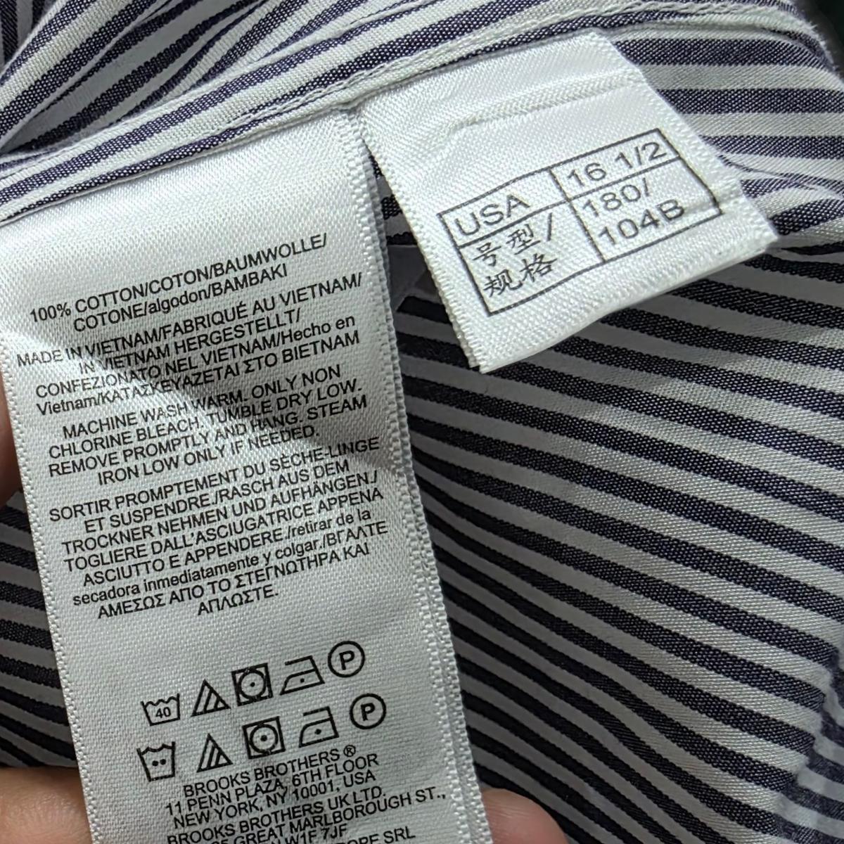 Camisa Brooks Brothers Grande L Lineas Azul Blanco