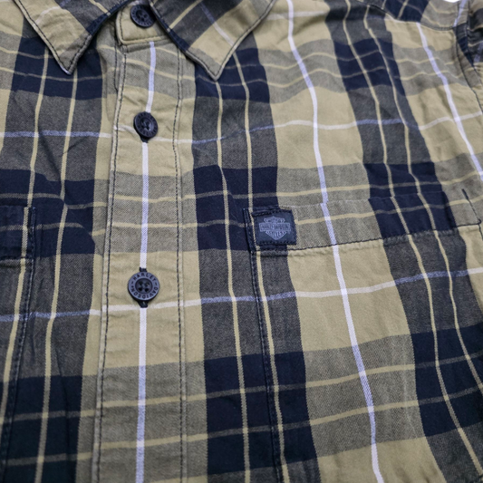 Camisa Harley Davidson Grande L Verde Y Negro