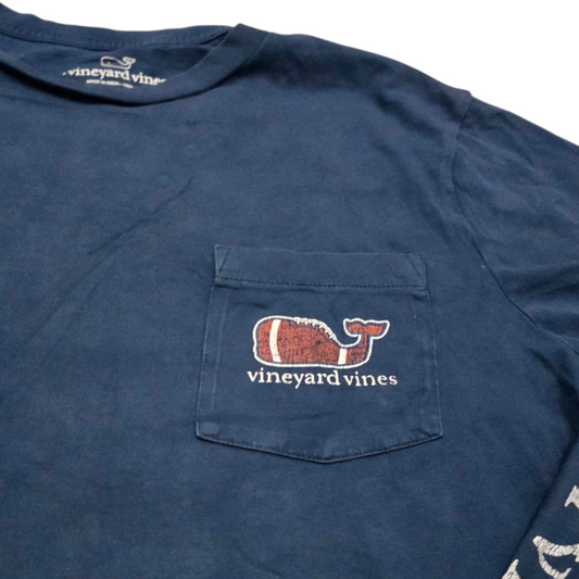 Playera M/larga Vineyard Vines Xchico Xs Azul Futb Americano