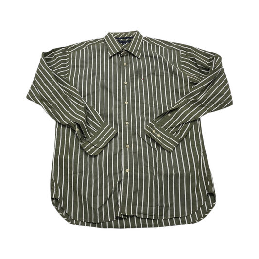 Camisa Tommy Hilfiger Mediana M Verde Lineas Blancas
