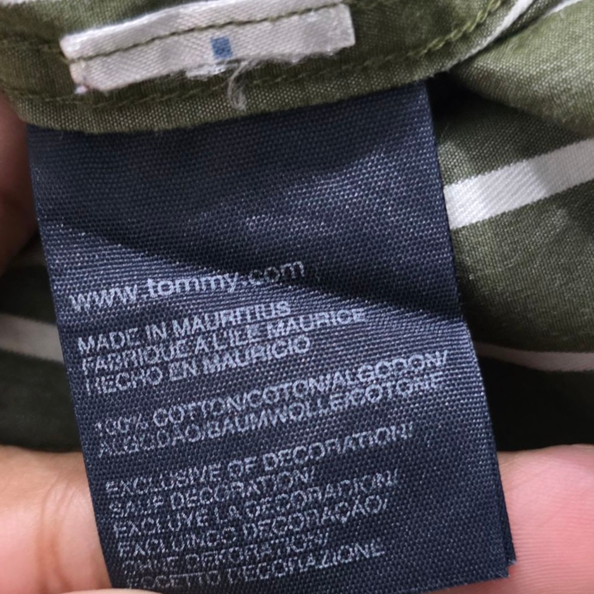 Camisa Tommy Hilfiger Mediana M Verde Lineas Blancas