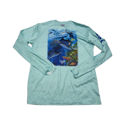 Playera Manga Larga Columbia Mediana M Azul Agua