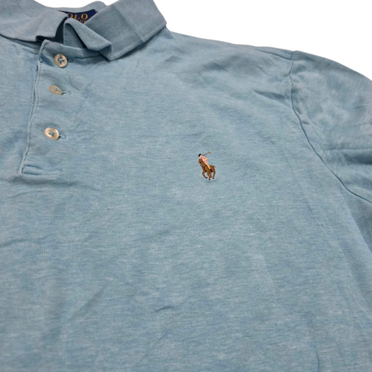 Playera Ralph Lauren Mediana Azul Agua Pony Colores Slimfit
