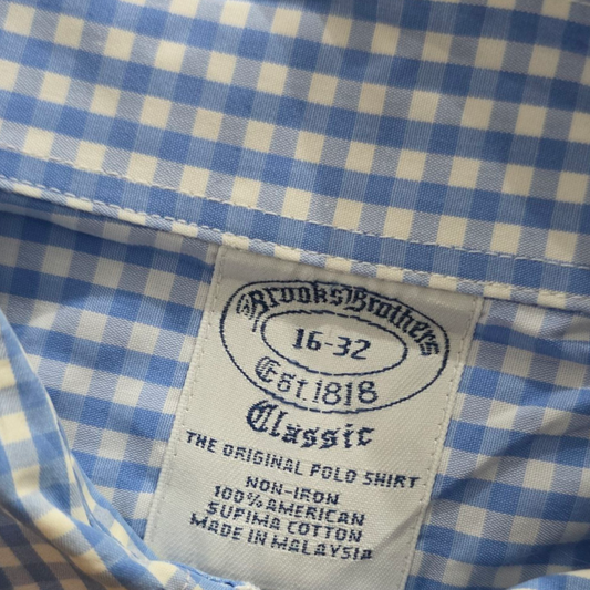 Camisa Brooks Brothers Grande L 16-32 Cuadro Azul