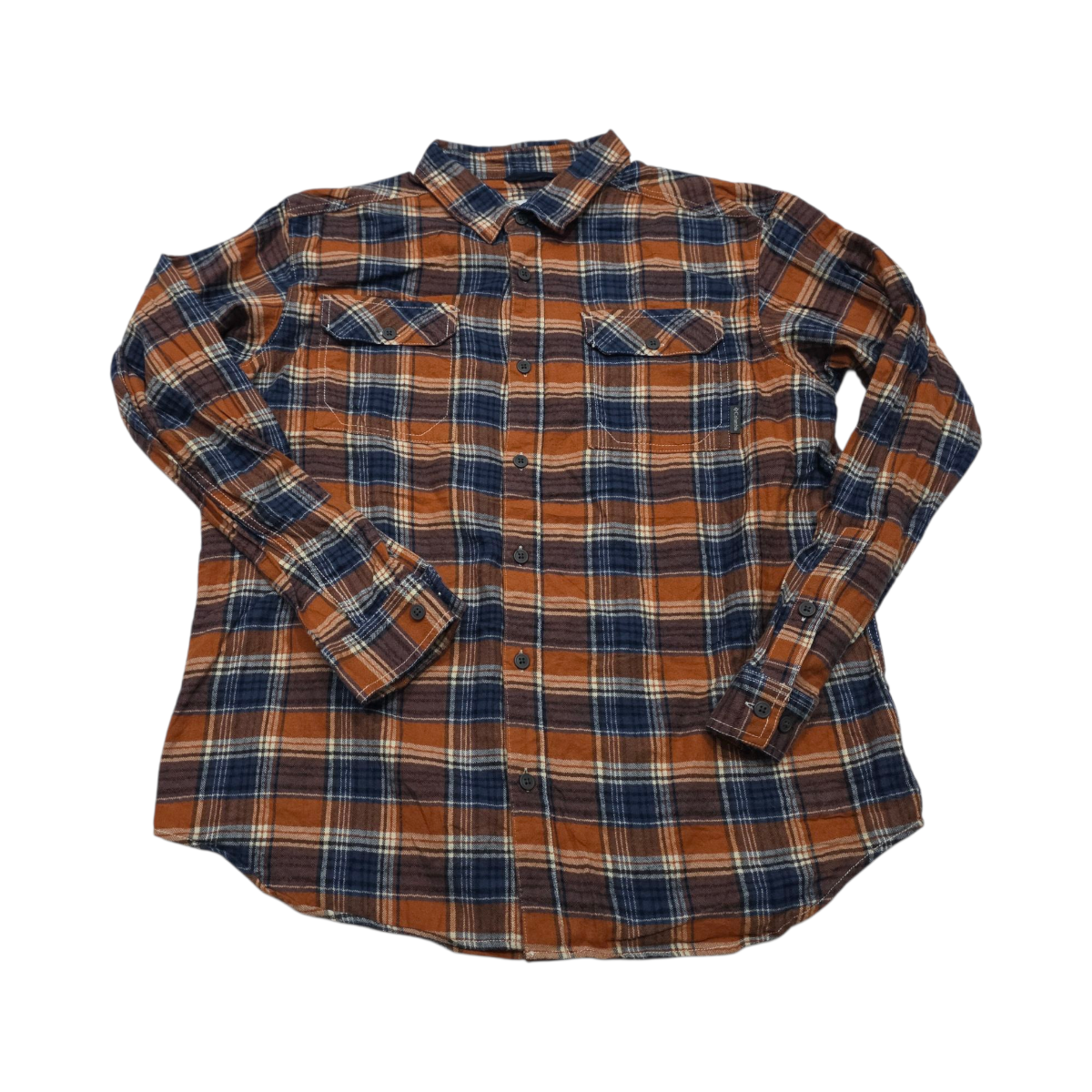 Camisa Columbia Grande L Cuadro Naranja Y Azul