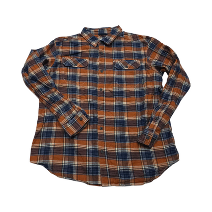 Camisa Columbia Grande L Cuadro Naranja Y Azul