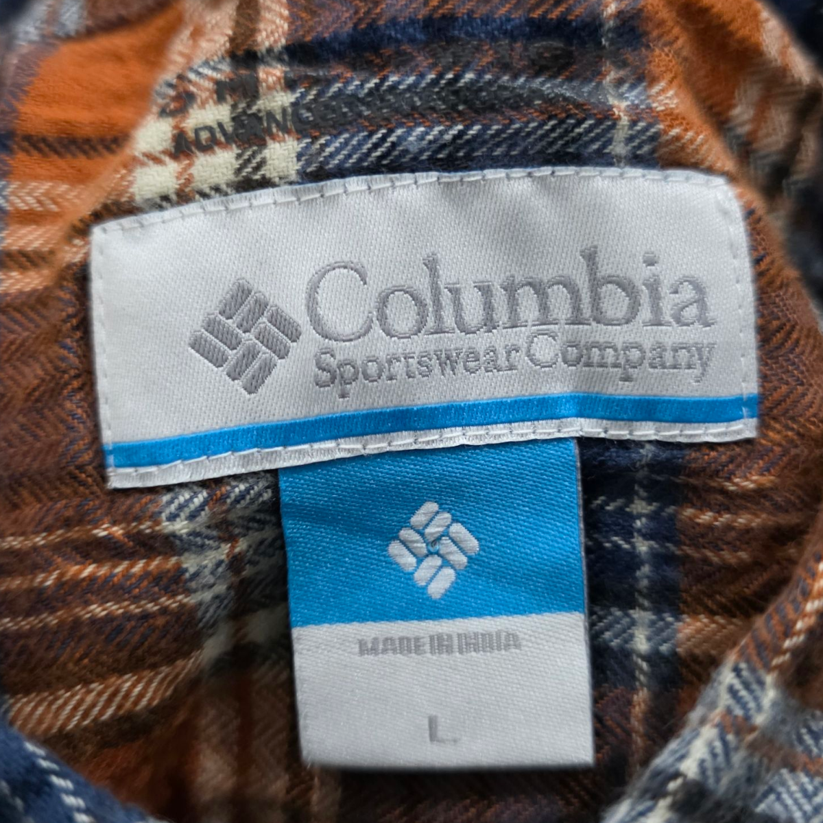 Camisa Columbia Grande L Cuadro Naranja Y Azul
