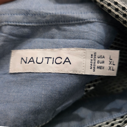 Camisa Nautica Grande L Blanca Puntos Negros