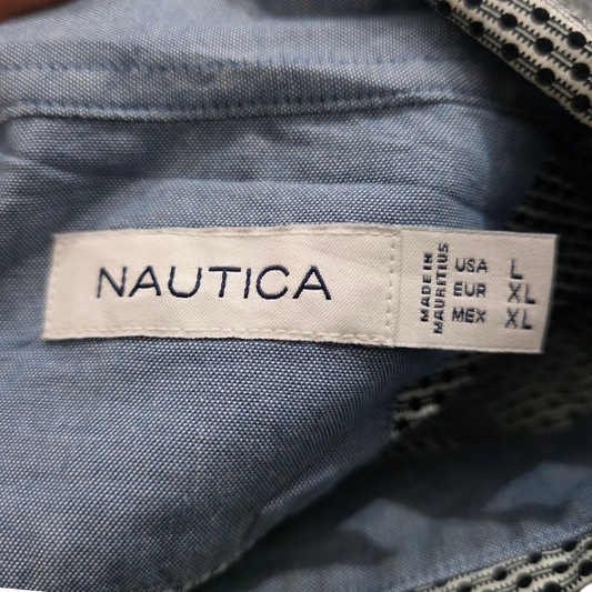 Camisa Nautica Grande L Blanca Puntos Negros