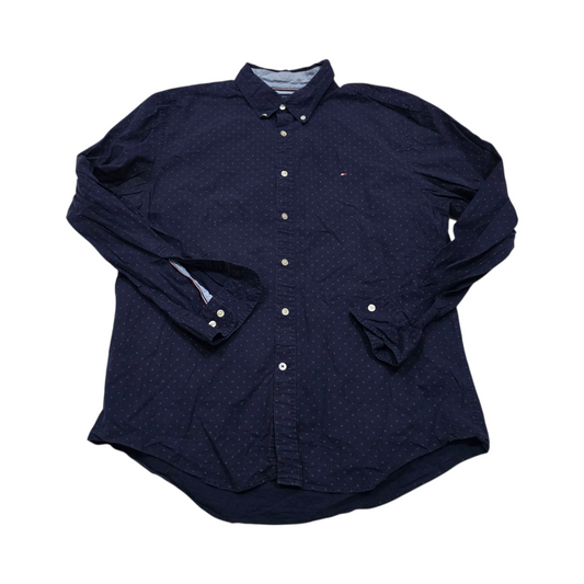 Camisa Custom Fit Tommy Hilfiger Xgrande Xl Azul