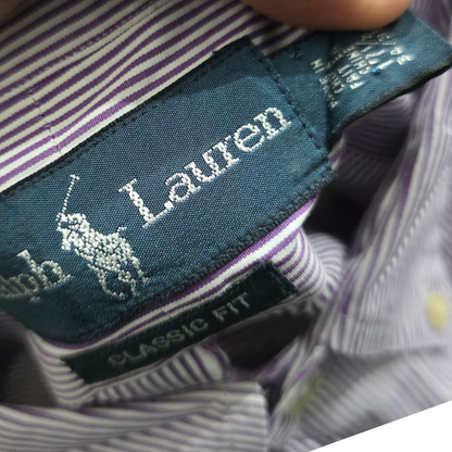Camisa Ralph Lauren Xgrande Xl 17 Morado Lineas