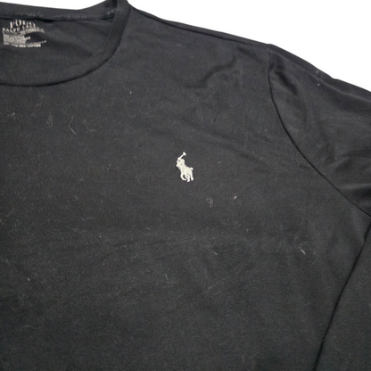 Playera Manga Larga Ralph Lauren Xxl Negro Pony Blanco