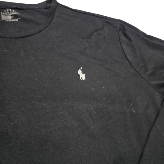 Playera Manga Larga Ralph Lauren Xxl Negro Pony Blanco