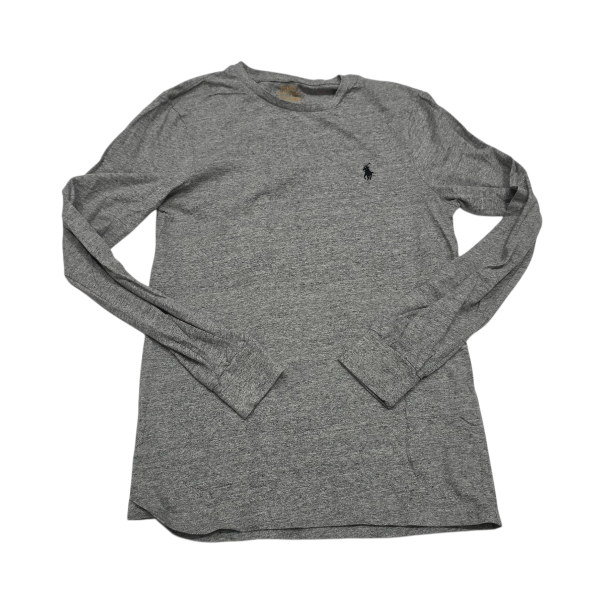 Playera M/larga Ralph Lauren Gris Custom Slimfit Pony Negro
