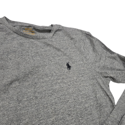 Playera M/larga Ralph Lauren Gris Custom Slimfit Pony Negro
