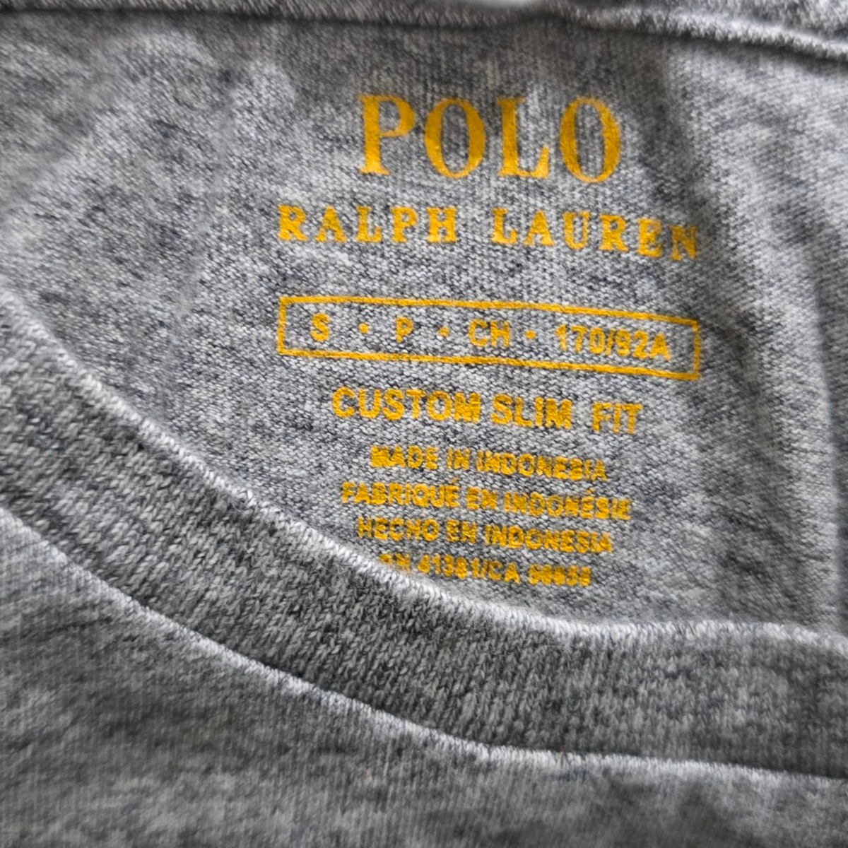 Playera M/larga Ralph Lauren Gris Custom Slimfit Pony Negro