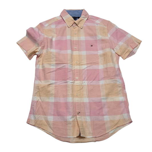 Camisa M/corta Tommy Hilfiger Chico S Slimfit Cuadro Rosa