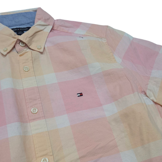 Camisa M/corta Tommy Hilfiger Chico S Slimfit Cuadro Rosa